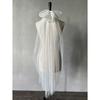 Flower Girl Veil Pearls Bow Hair Wedding Headpeice White Sheer Head Covering