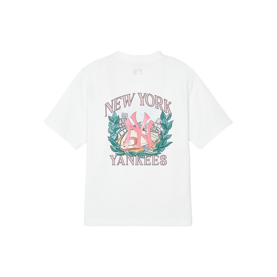 MLB New York Yankees T Shirts Unisex Ecru Crew Neck Moderate Straight Fit 3ATSV0943-50WHS S
