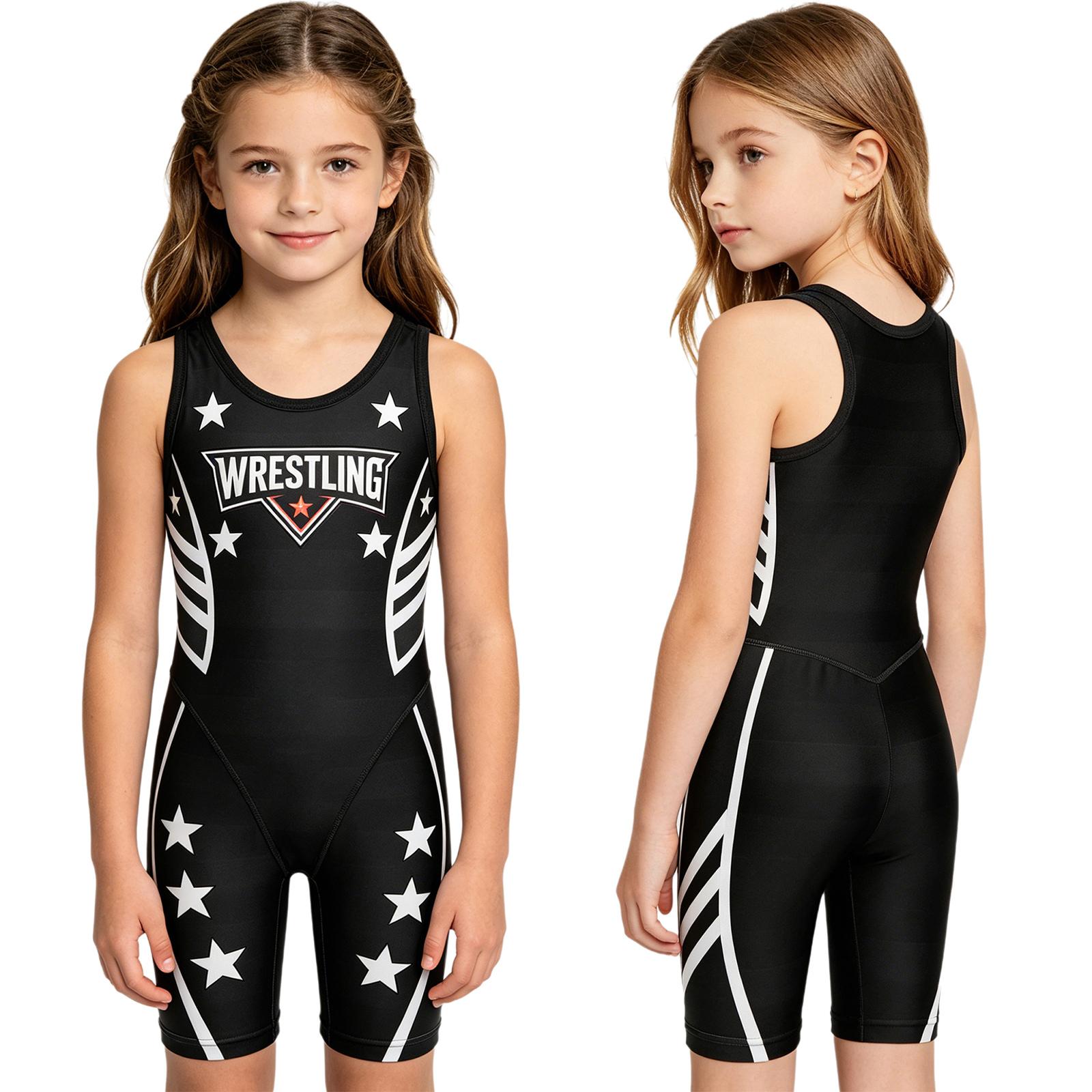 Kinder Jugend Ringer-Einteiler Rundhals Ärmellos Bedruckt Langarm-Singlet für Boxen Powerlifting Athletische Übungen 5-6 Years
