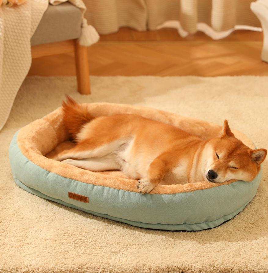 Höst och vinter varmt husdjursbo oval kattbur kattbädd plyschbo bitbeständigt icke-klibbigt husdjursmaterial hundkudde