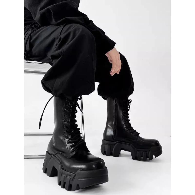 Fashion 2025 High Top Men's and Women's Platform Tank Long Tube Tide Big Head Inner Heightening Locomotive Bulldozer Boots
