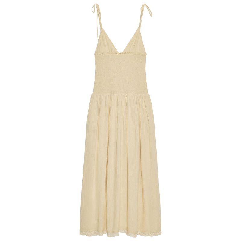 Zaprha 2025 Summer New Fashion Temperament Honeycomb Patchwork V-neck Midi Sling Dress 0881393