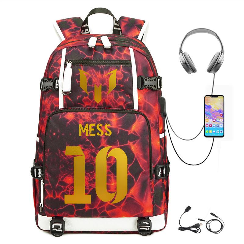 Football Printed Student Backpack Multifunctional Usb Interface Large Capacity Leisure Travel Backpack