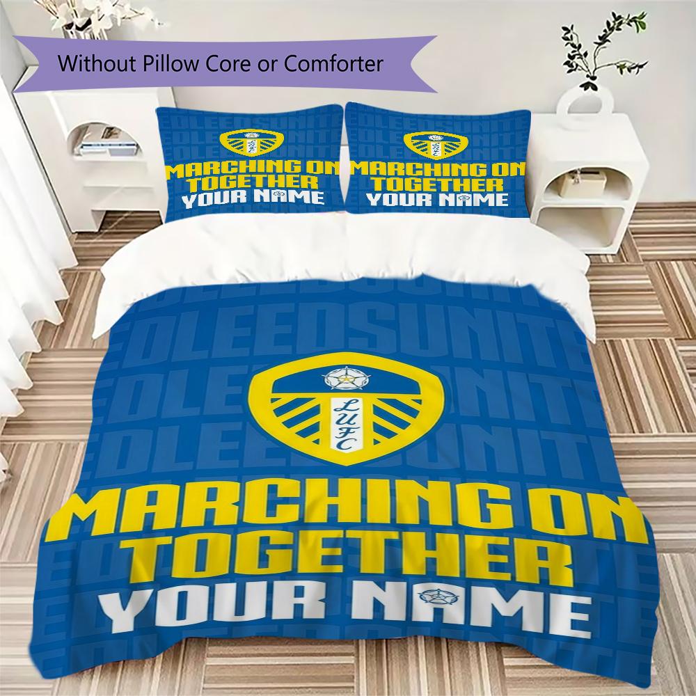Gepersonaliseerd Naam Leeds United Beddengoed, Dekbedset Dekbedovertrek Kussensloop Huis Verjaardagscadeau(1 dekbedovertrek + 2 kussenslopen, zonder binnenkussen)_xia