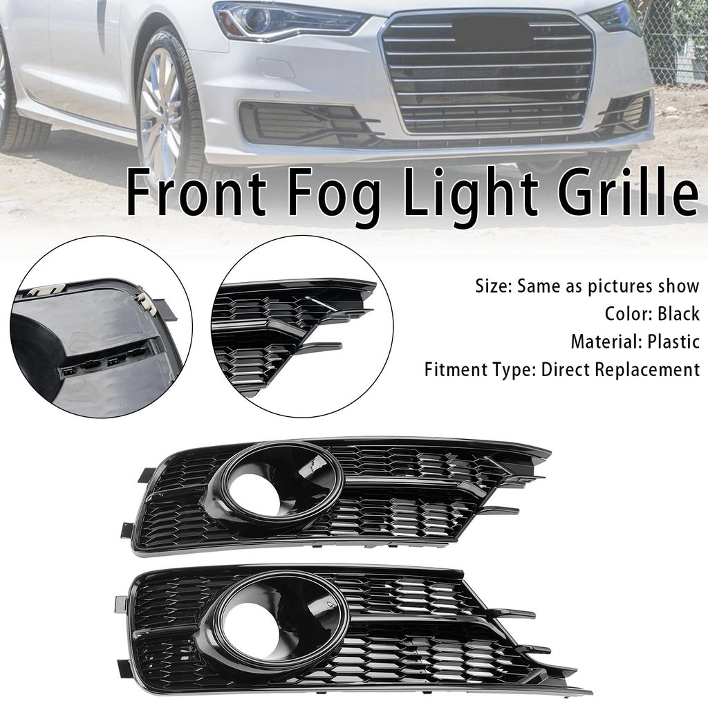 Pair Front Bumper Lower Light Cover Grille 4G0807647A 4G0807648A Fit A6 C7 2016-2018 W/ACC Hole