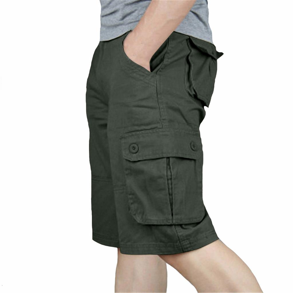 Men's OutdoorLoose Casual Pants Multi-Pocket Solid Color Cargo Shorts
