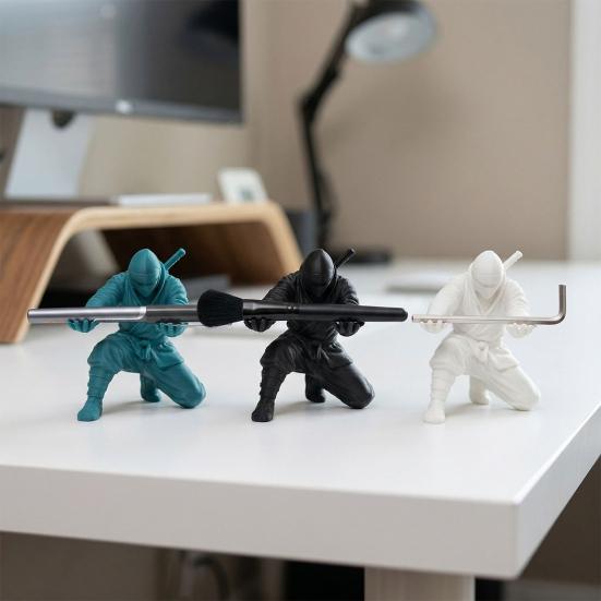 Ninja Pen Holder 3D Printed Samurai Pencil Stand Warrior Figurine Desktop Organizer for Office Desk Accessories Gag Gift for Men Coworkers
