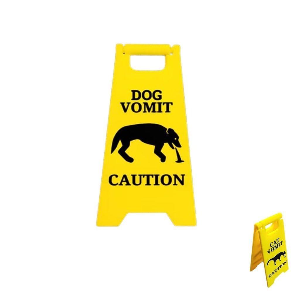 2 PCS Safety Dog Vomit Sign Wet Floor Cat Vomit Sign Funny Warning Sign Decoration