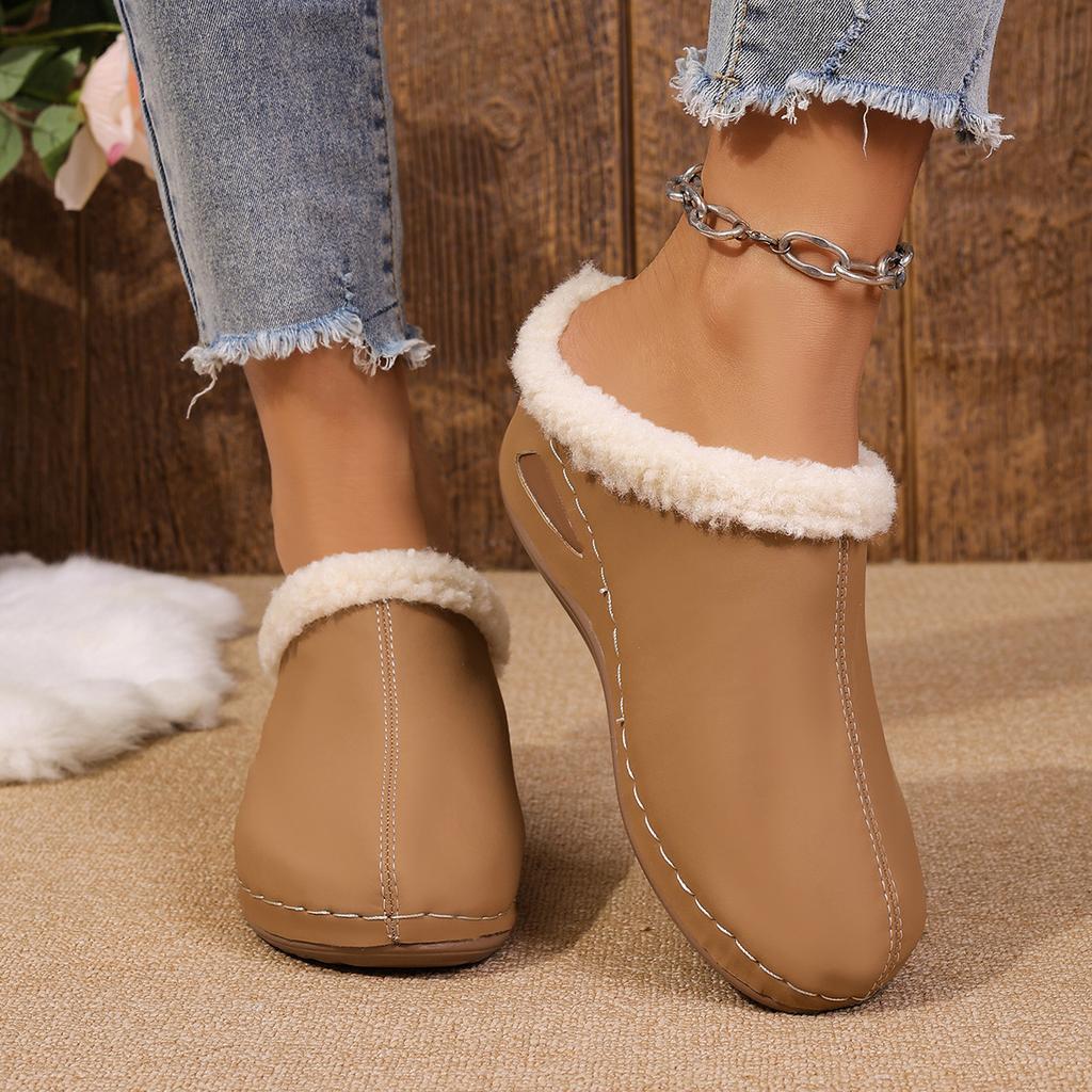 Winter Fashion Slope Heel Slippers Women's Large Size Thick Bottom One Pedal Bag Head Half Slippers Size 43