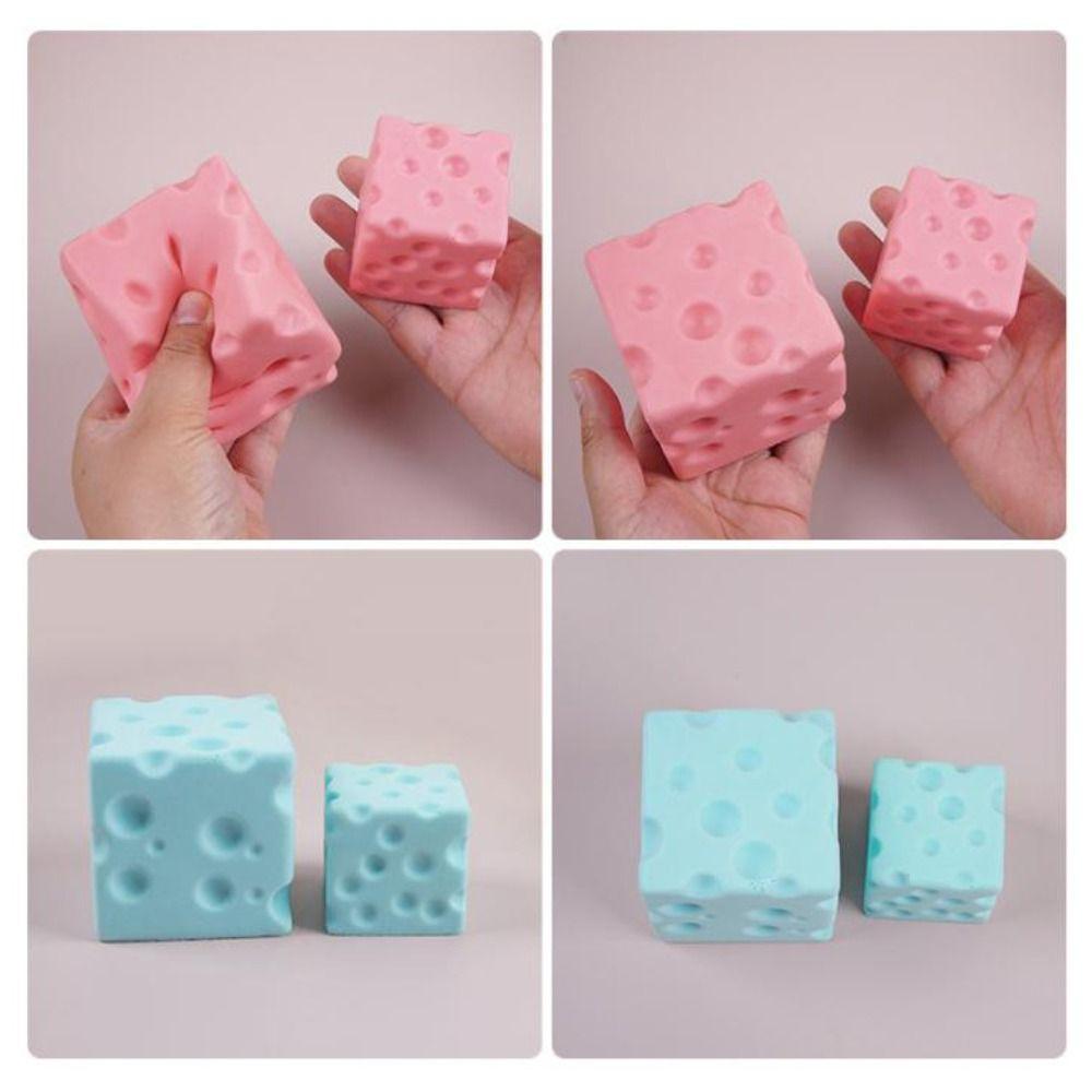 PU Slow rebound Cheese Squeezed Cube 5/7cm Cheese Stress Ball Cheese Pinch  Office Desk Toy