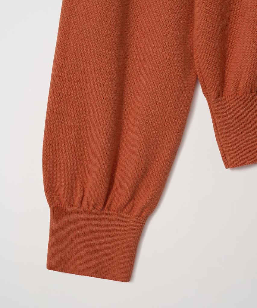 EDWARDMAX 5-Button Cotton Collar Summer Long Sleeve Knit (Brick Orange)