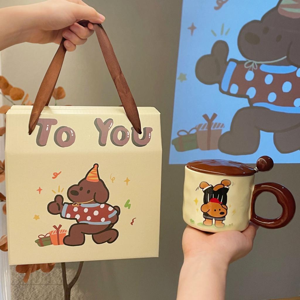 Mug with Lid Spoon 2025 New Female Cute Cup Souvenir Ceramic Water Cup Coffee Cup Advertising Cup