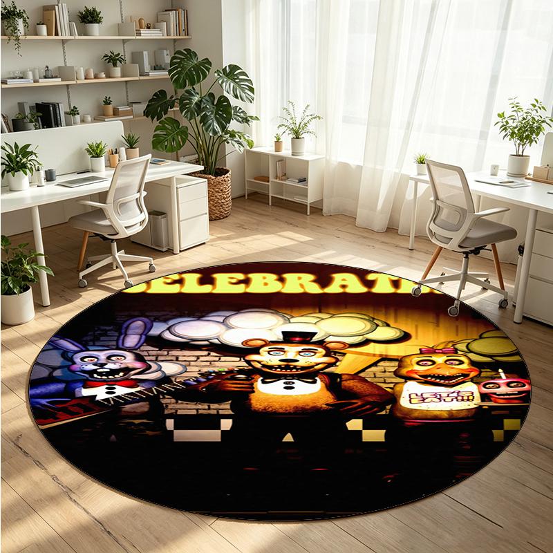 Five Nights at Freddy’s Printed Round Crystal Velvet Rug Soft Non Slip Floor Carpet For Bedroom Holiday Gift