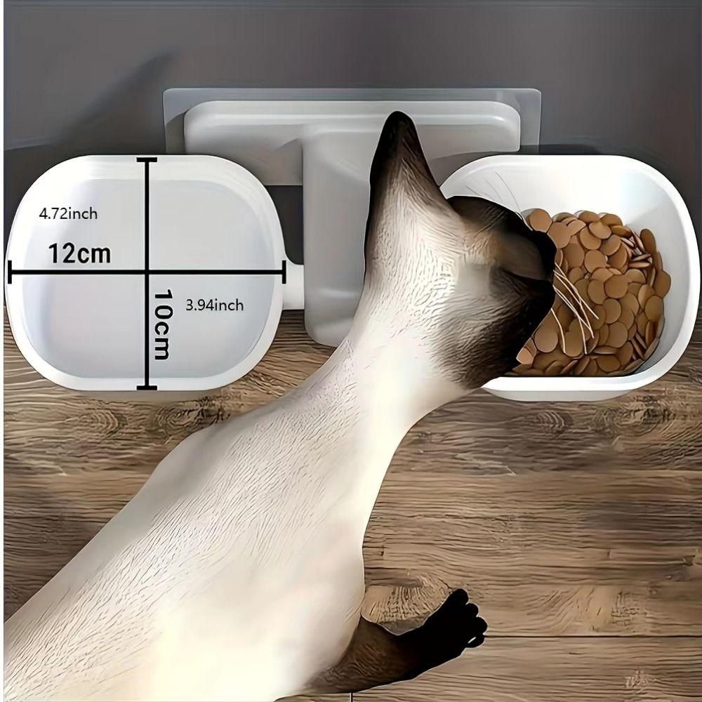 Cute Pet Feeding Bowl Adjustable Height Detachable Cat Food Container Double Bowl Wall Mounted Dog Food Basin Pet Supplies