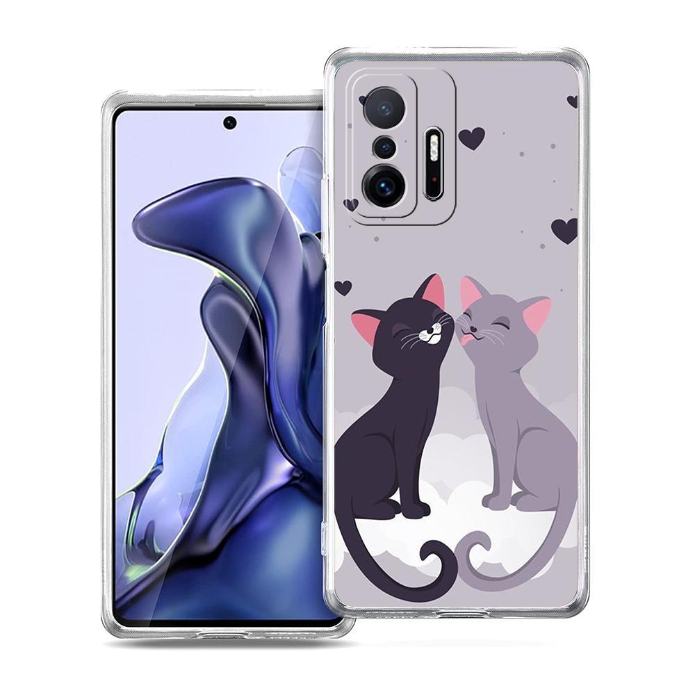 Transparent Phone Case for Xiaomi Mi 14 13 12 11 Ultra 13T 12T 11T Poco X3 NFC F3 F6 Pro Lite 5G Soft TPU Cute Line Cat Pattern