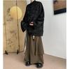Male Hip Hop Gothic Tops Chinese Style Jacquard Dragon Shirt Harajuku Blouses Satin Streetwear Long Sleeve Tang Clothes