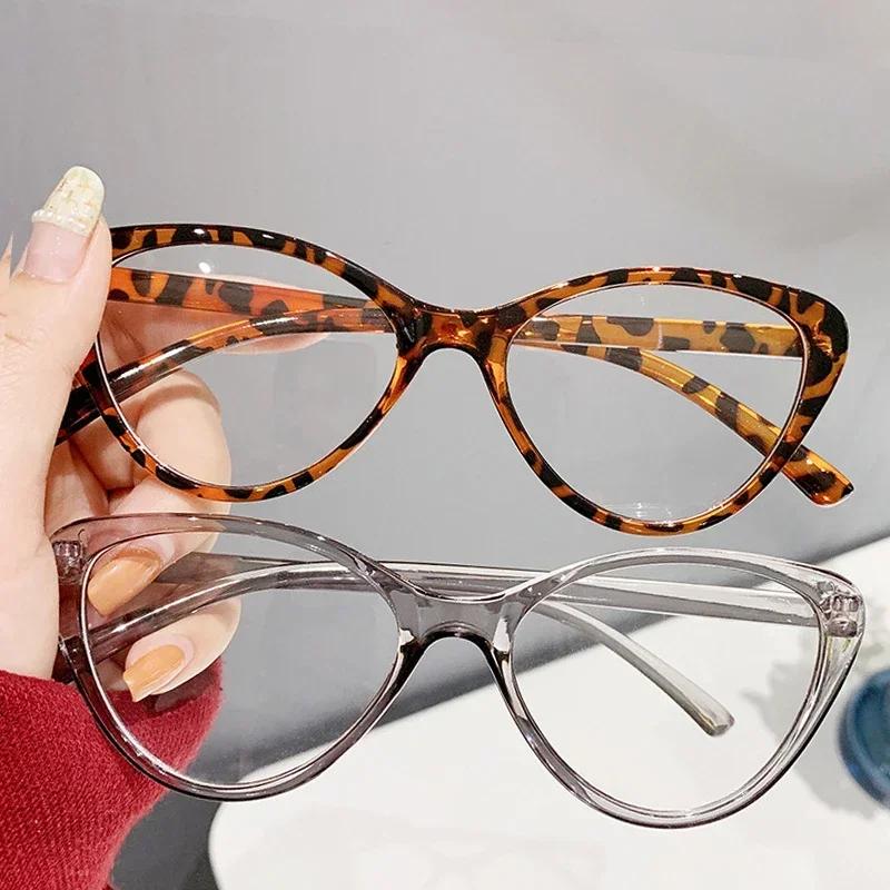 Retro Cat Eye Myopia Glasses HD Anti Blue Light Optical Prescription Minus -3.5-4.0 Deluxe Frame