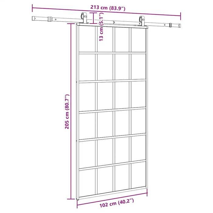 VidaXL Porte coulissante kit de quincaillerie noir 102x205cm verre ESG, porte intérieure, porte de grange intérieure, porte 3375935