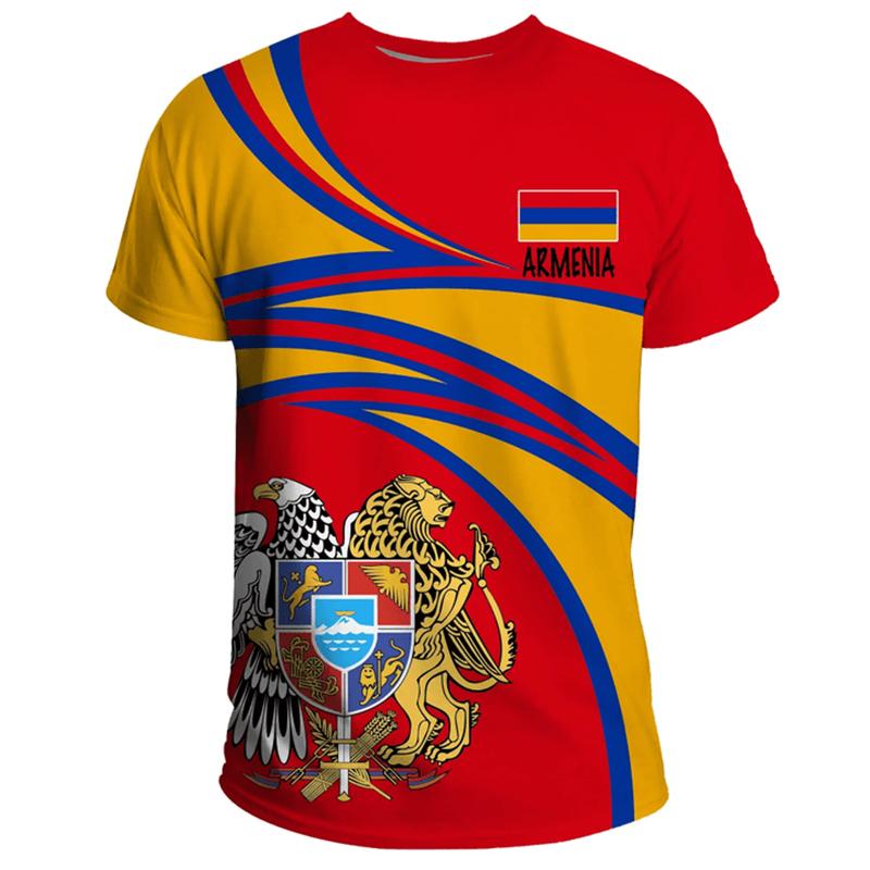 Men's and Women's Summer Casual Short Sleeve Large Armenian Flag T-shirt