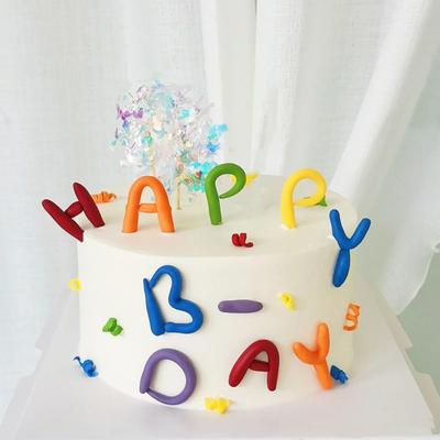 10 bucăți/set colorat pentru ziua de naștere Happy Letter Decor Decorat pentru tort, din cauciuc moale