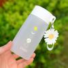 Plastic cup 480ml, cup of water, creative, outdoor, transparent ,cup tea travel cute chrysanthemum pattern,Easy to carry
