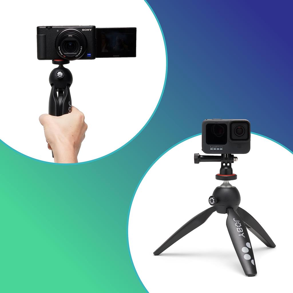 Joby Trípode para Smartphone Mini Trípode Trípode para Cámara de Acción Handypod 2 Kit Negro Empuñadura de Mano Handypod2 para Grabación de Video Adaptador para Smartphone Incluido Acción