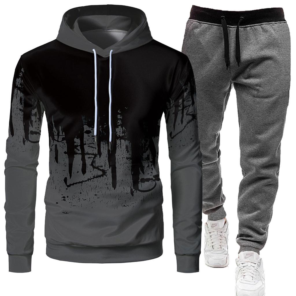 2023 Herren Sportliches Slim Fit Graffiti-Print Kapuzenset