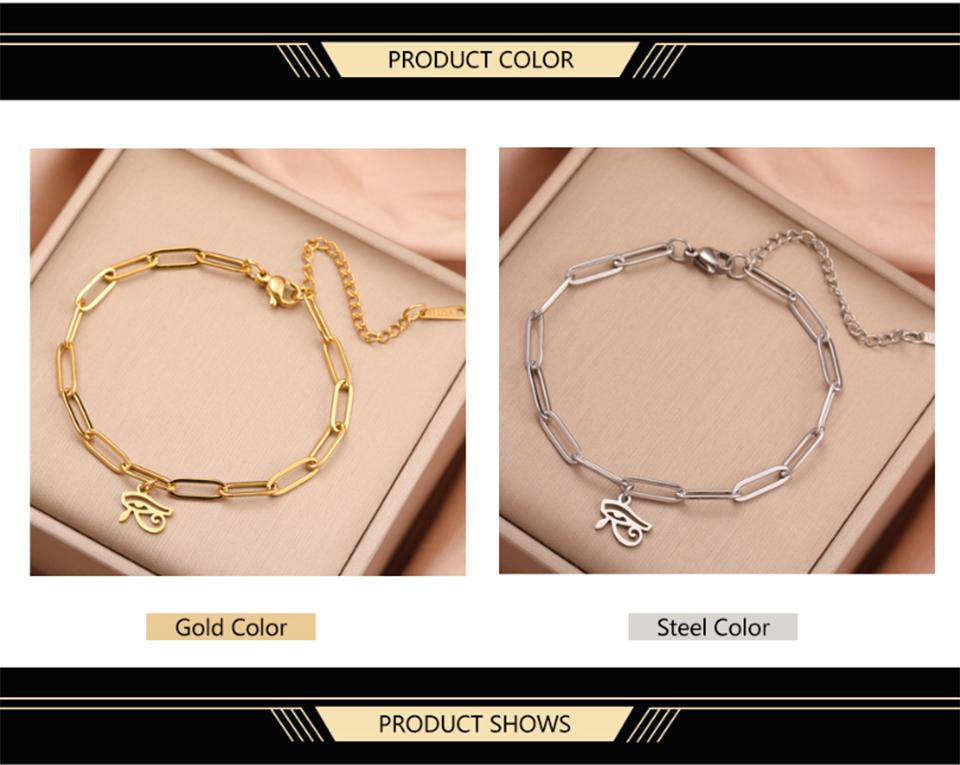 Dawapara Eye of Horus Bracelet Ancient Egyptian Protective Amulet Stainless Steel Charm Bracelet for Men Women