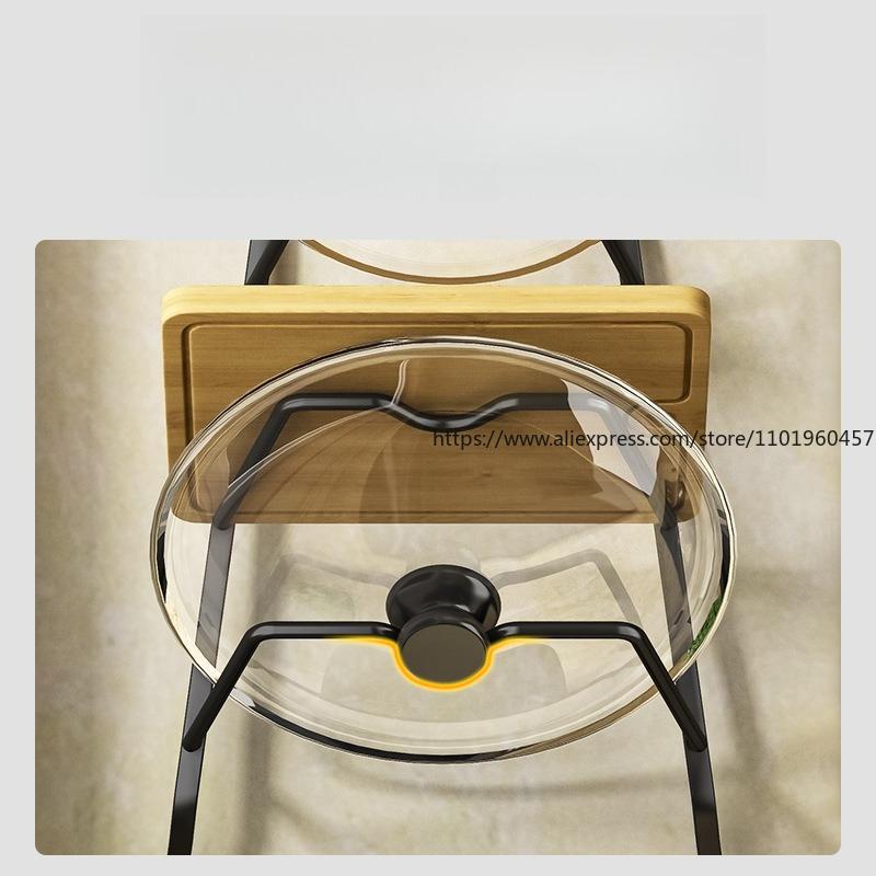 Kitchen Layered Storage Rack Space Aluminum Transparent Pot Lid Kitchen Shelf Size Pot Lid Universal Wall Hanging Pot Lid Rack