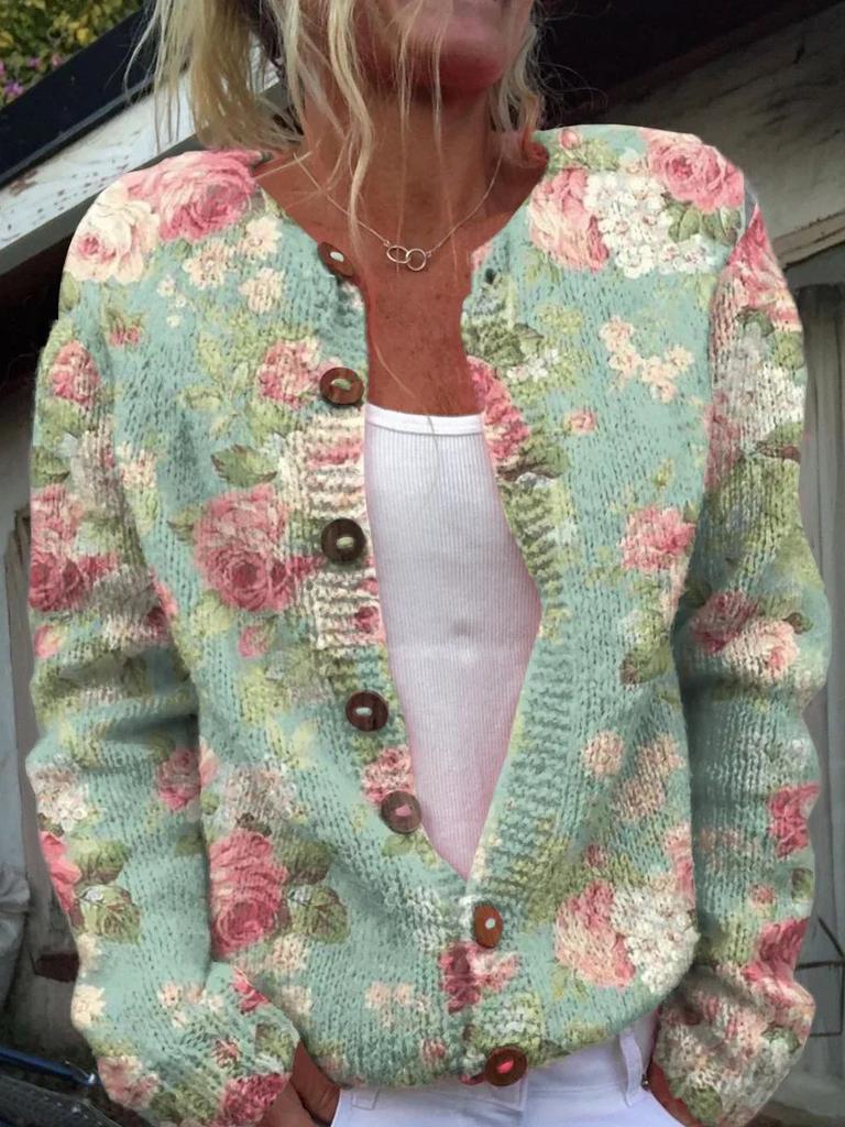 2026 foreign trade new 3D digital printing cardigan knitted jacket women's clothing early spring and autumn factory wholesale