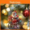 Rides Santa Claus Bike Decor Acrylic Pendant For Christmas Interior Enhancement