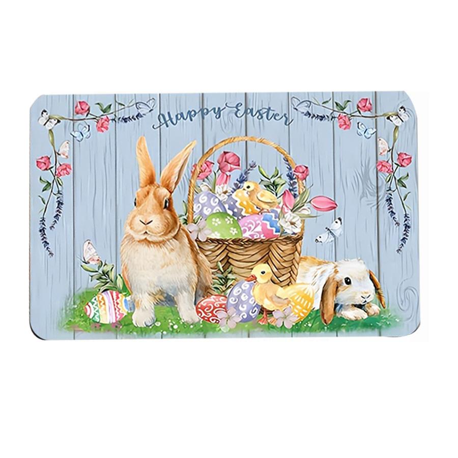 

Easter Bunny Egg Tulip Flower Kitchen Floor Mat Home Decor Living Room Carpet Bedroom Entrance Doormat Bath Non-slip Mat Decor 40x60cm 16x24inch