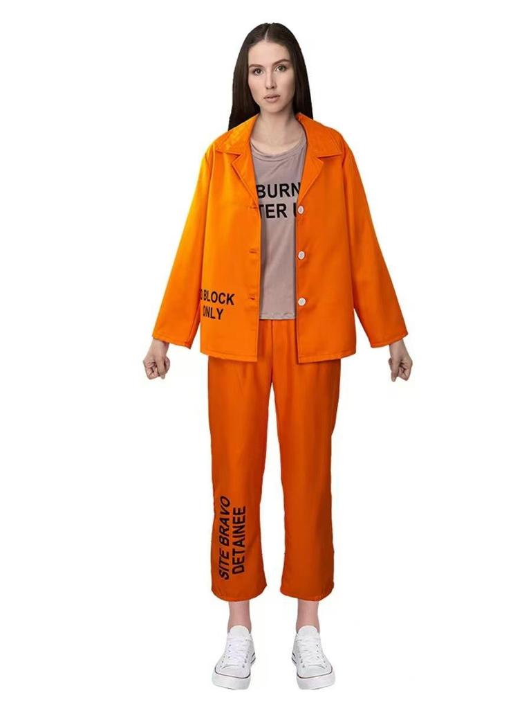 Halloween Cosplay Prisoner Costume: Unisex Orange Jumpsuit for Role Play & Stage Performance