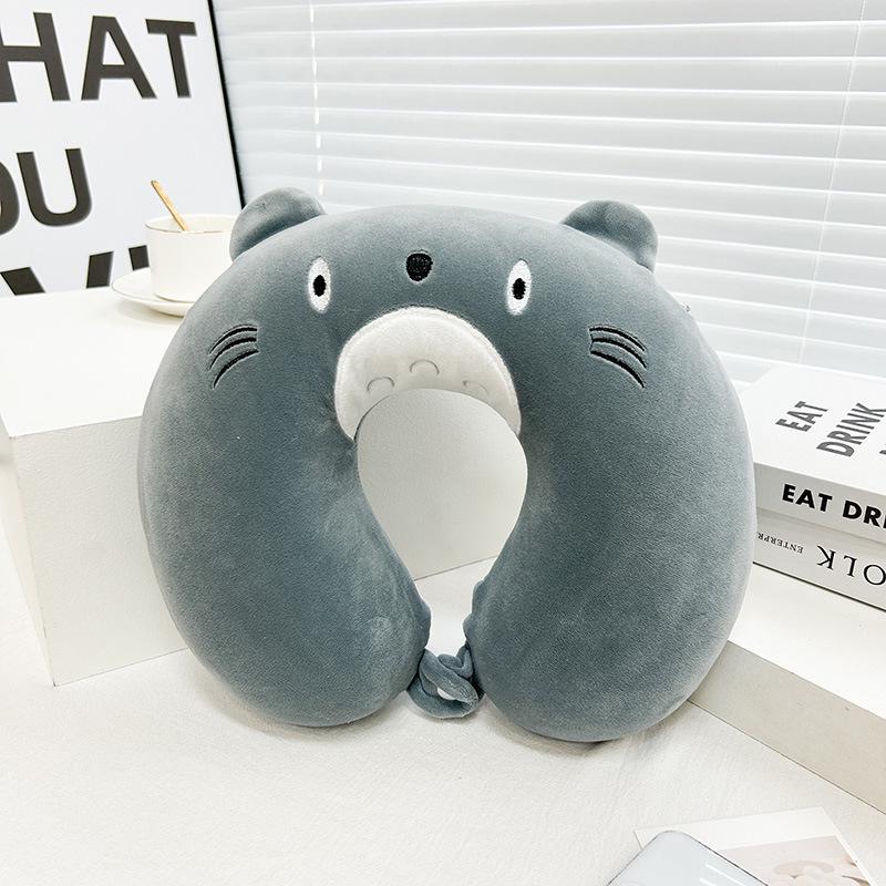 Cartoon Memory Foam U-Shaped Travel Neck Pillow for Airplane, Car & Student Use
