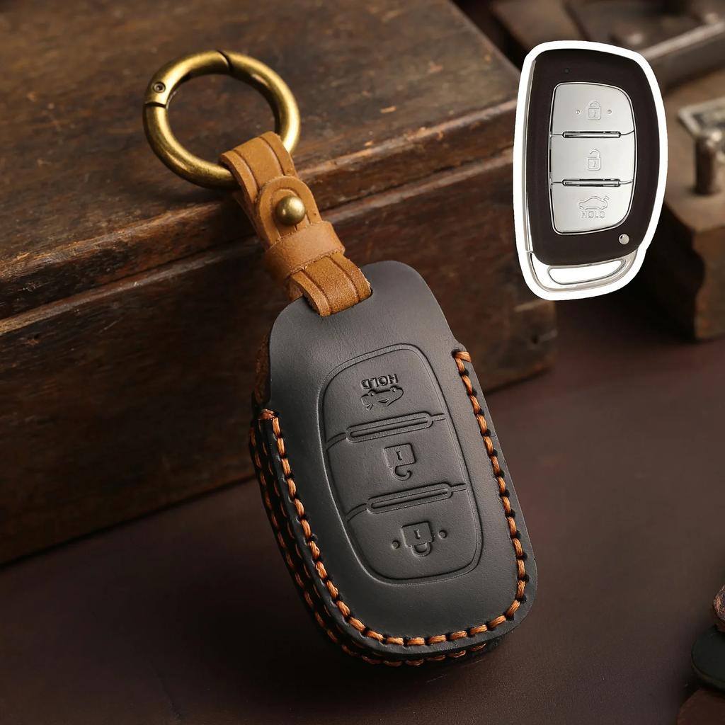 Leather holder shell cover Car Fob Key Case Protector for Hyundai Ix25 I10 Ix35 Mistra 2013-2018 Remote Keychain Accessories