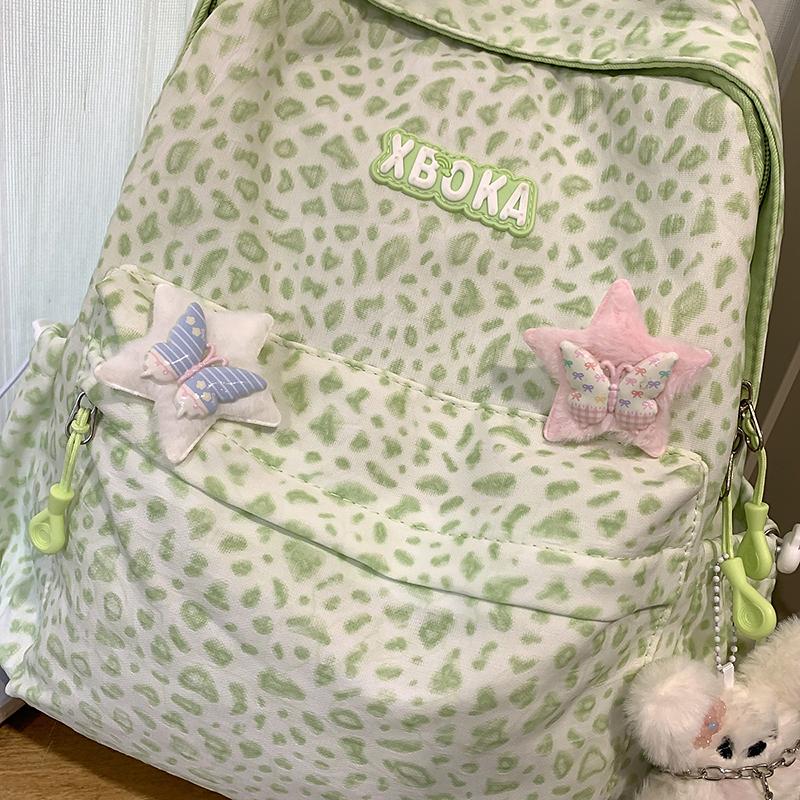 Student Schoolbag Female Retro Leopard Print Backpack Lightweight Travel Computer Backpack