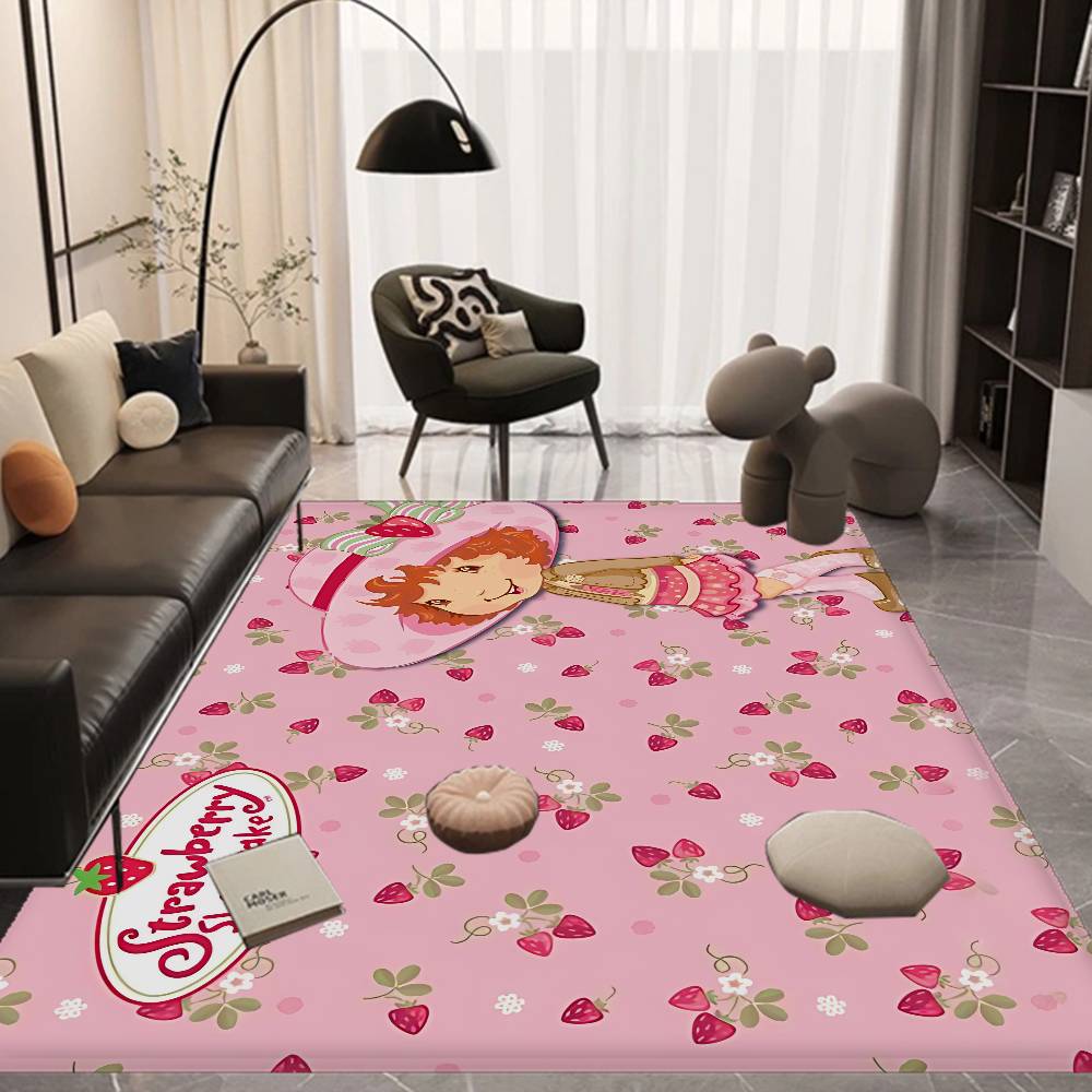 S-Strawberry-Pink Girl Door Mat Kids Room Bedroom Decoration Balcony Anti-Slip Doormat Living Room Doormat Area Rug