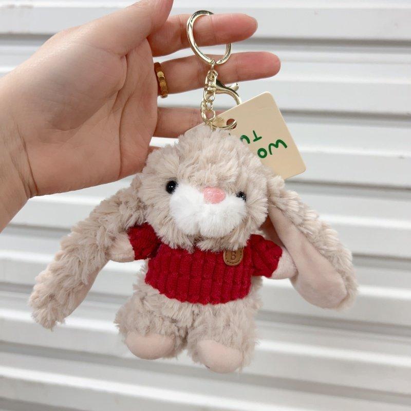 

Cartoon Rabbit Pendant Plush Toy With Short Sleeves And Bow Decor For Kids And Teens Red