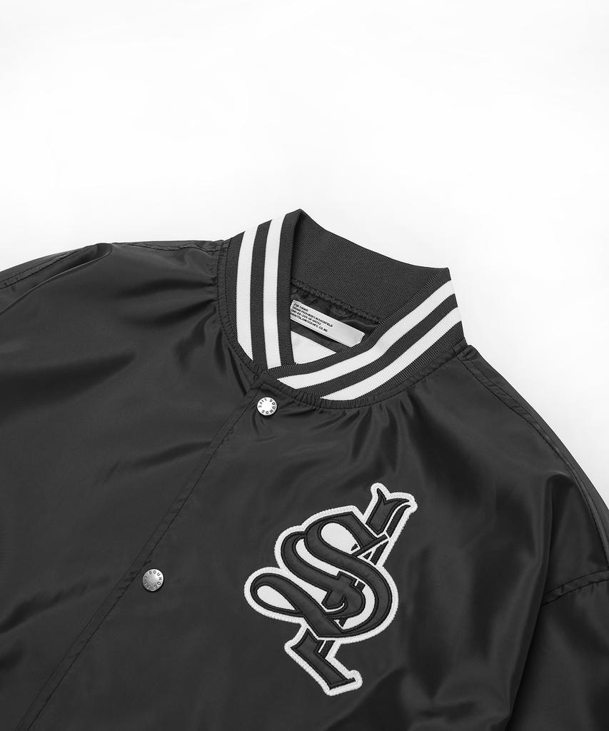 Soundslife Sl Logo Satin Baseball Jacket Charcoal