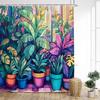 Colourful Tropical Plants Shower Curtains Desert Cactus Monstera Bonsai Leaves Bath Curtain Set Fabric Bathroom Decor with Hooks