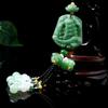 Green Jade Car Pendant: Pi Xiu and Lotus Ornament for Interior Peace