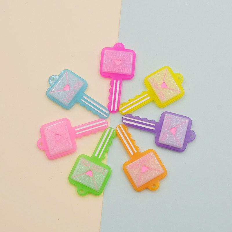 Lettered Heart & Square Jelly Resin Keyring Pendant