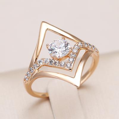 Fashion Bride Wedding Rings Rose Gold Unique Rhombus Natural Zircon Rings For Women High Quality Daily Jewelry