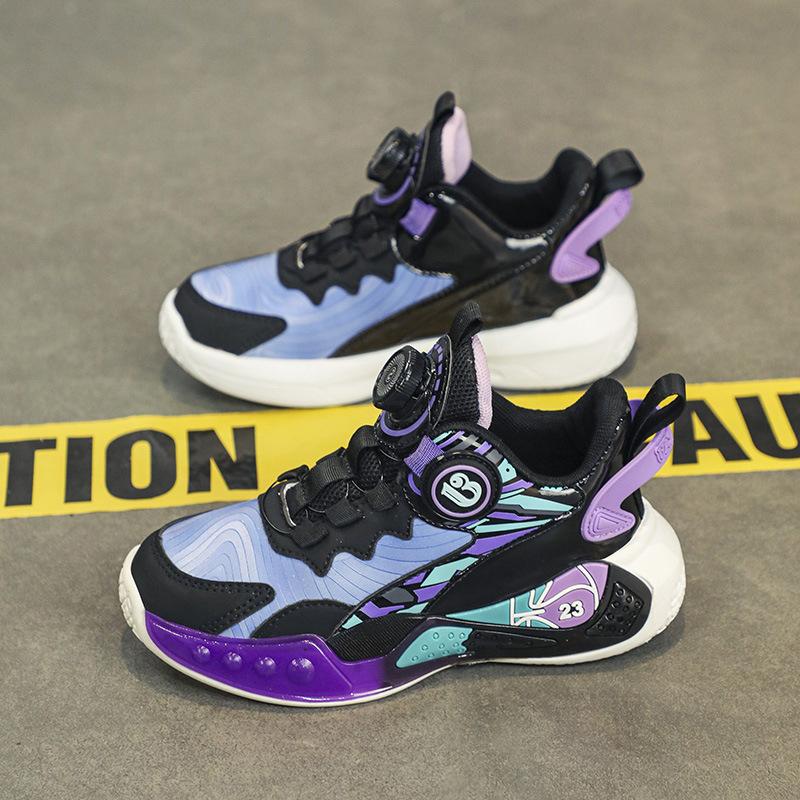 Boys Shoes Autumn and Winter 2025 New Children's Velvet Sports Basketball Shoes Medium and Older Boys Non-slip Warm Two Cotton Shoes