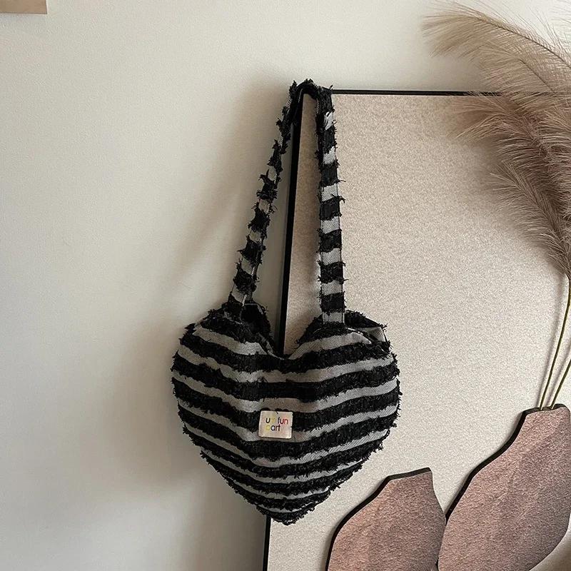 

Роскошная сумка через плечо в ковбойском стиле для студентов, дорожная сумка Love Striped College Student, большая вместимость, новинка на осень и зиму