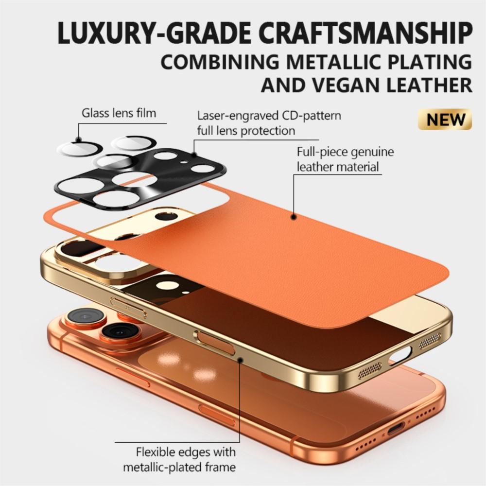 Luxury Plating Matte Leather Phone Case for iPhone 17 Air 16 15 14 13 12 Pro Max Full Camera Coverage Anti-fingerprint Cover