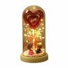 Love Heart Lamp-up Cloche Couple Figurine Glass Dome House Decoration Indoor Lighting for Girlfriend, Bedroom