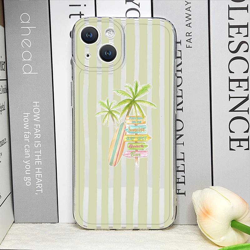 Kreative Hand-Kokospalme Gestreiftes Muster Handyhüllen für iPhone 17 16 15 14 13 12 11 Pro Max XR 8 7 Plus 13 12 Mini Weiche Hülle