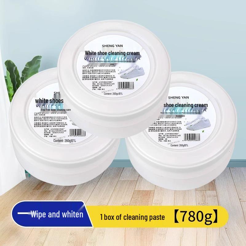 White Shoe Cleaner & Whitening Paste with Brush for Stain, Scratch, and Yellowing Removal