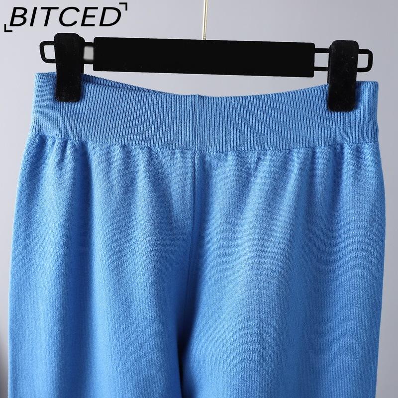 BITCED Fashionable High-neck Suit for Autumn and Winter In Solid Colors Is Versatile and Can Be Worn with A Two-piece Knitted Top and Casual Pants